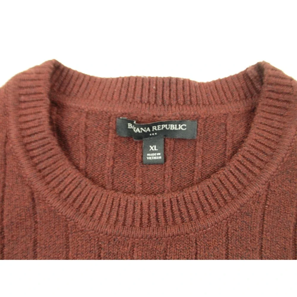 Banana Republic Sweater Mens XL Brown Ribbed Knit Crewneck Cotton Blend 1166